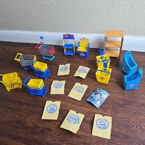 Large Bundle of Zuru Mini Brands Shopping Carts, Bags, Shelves, Displays + More